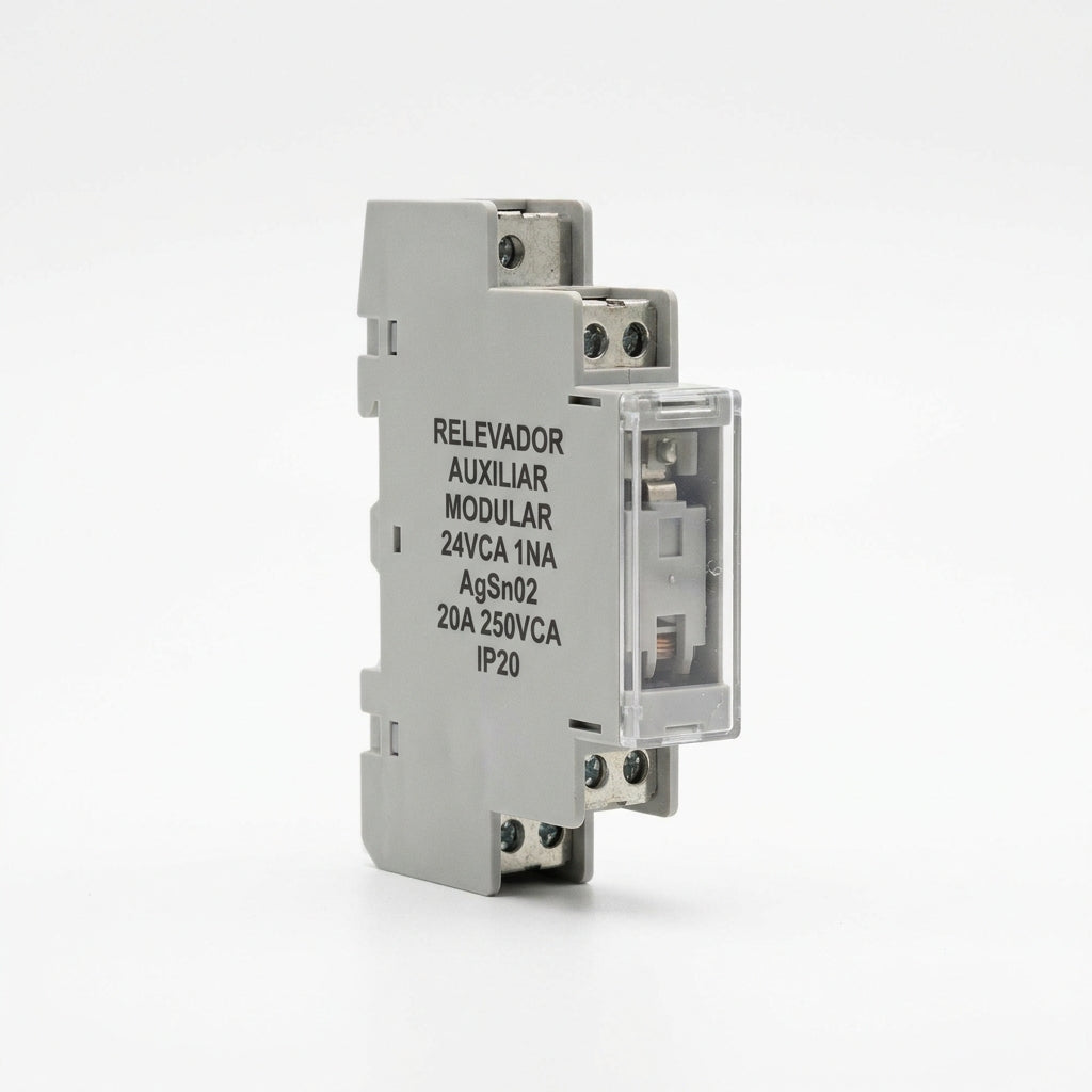 Relevador auxiliar modular 24VCA 1NA AgSn02 20A 250VCA IP20
