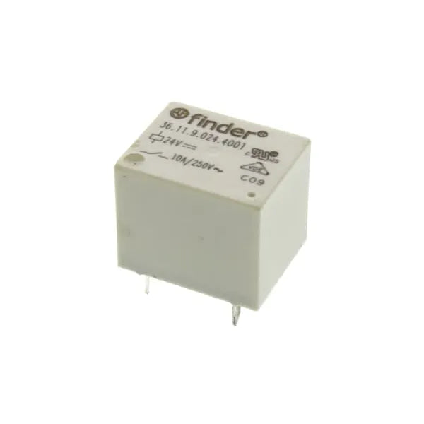 Mini-relevador para circuito impreso 5 pines 24VCD 1CO 1NA1NC AgSnO2 10A 250V