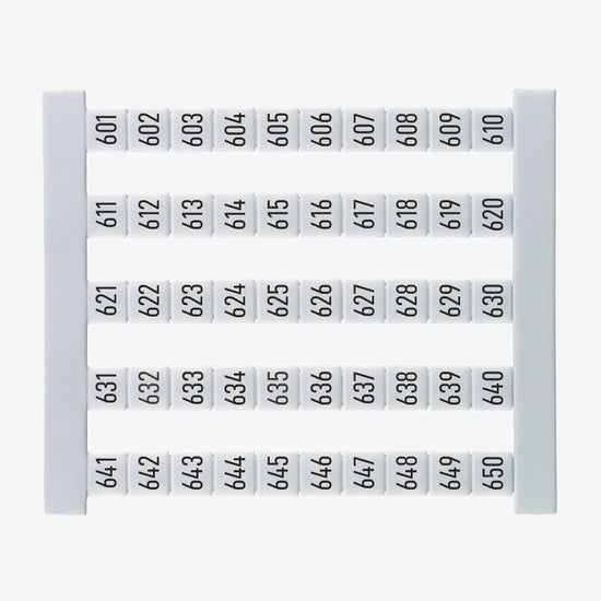 DEK 5 FS 601-650 Etiquetas para clema 5Hx5Wmm 601-650 Vertical 50Pz
