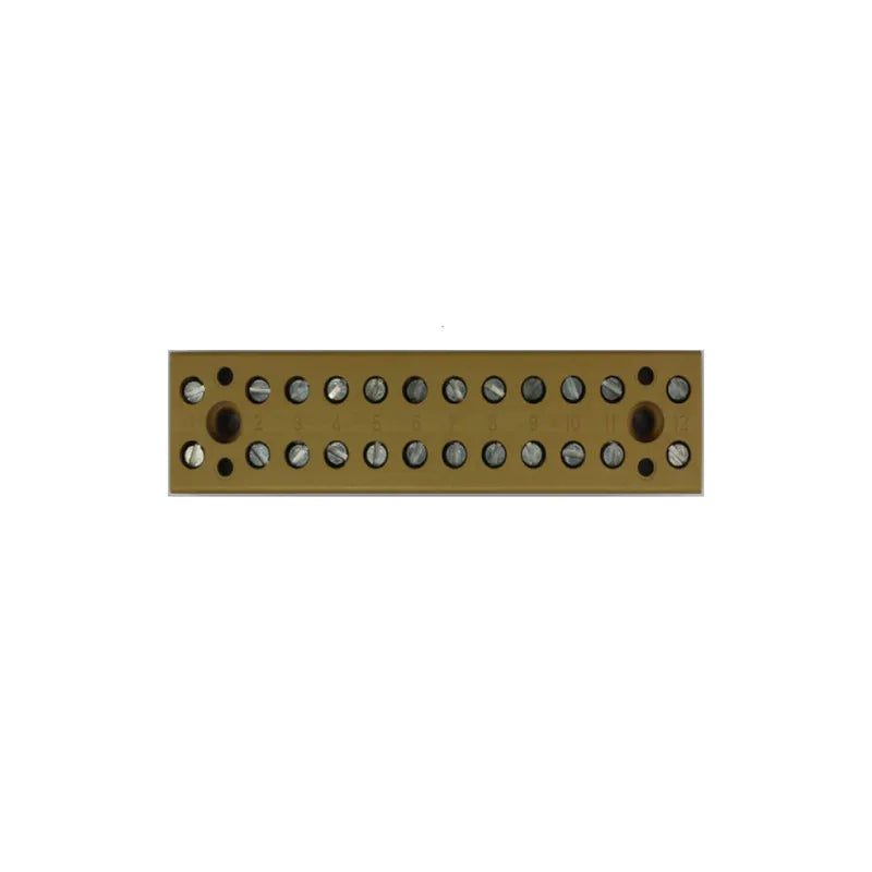 Regletas de conexión atornillada 12 polos 4mm² 22-12AWG 32AA 400VCA Ocre