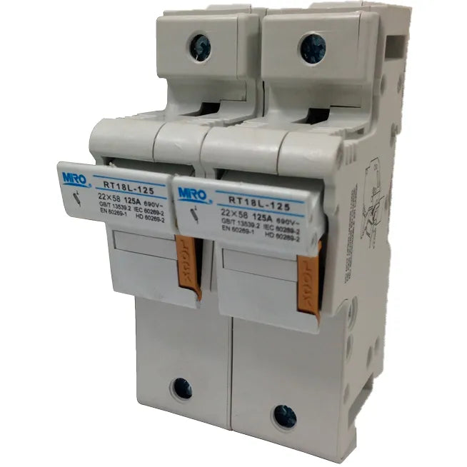 Portafusible bipolar 14x51mm 63A 690VAC 100kA Montaje riel DIN