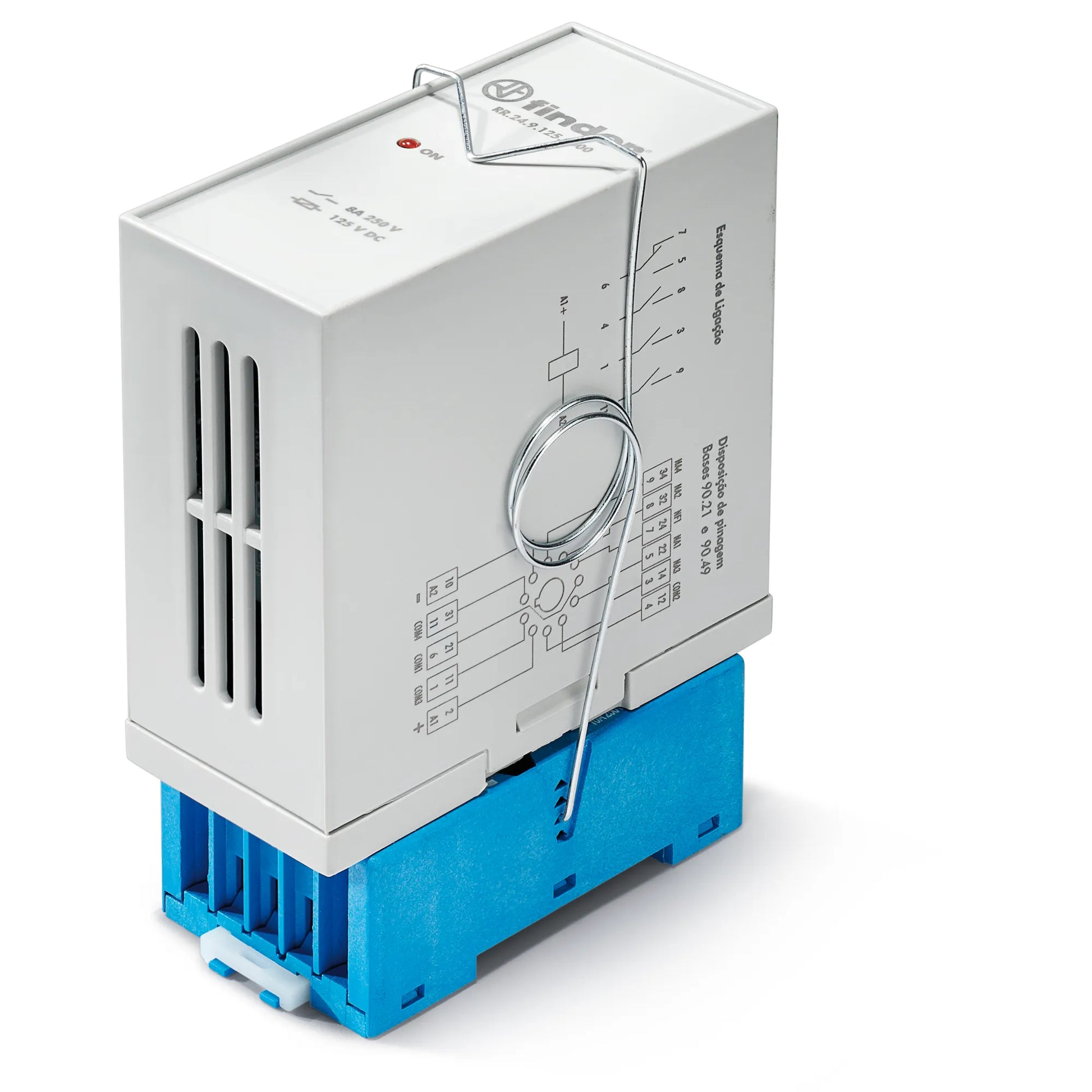 Relé rápido 9DC 100-125VDC 3 NA + 1 Conmutado 8A 250VAC con zocalo azul IP20