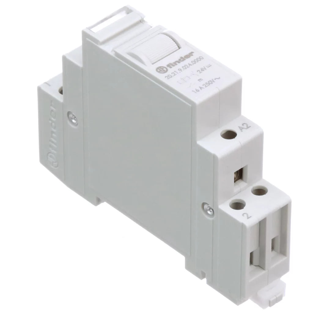 Telerruptor modular tipo interruptor unipolar 24VCD 1NA 16A 250V Riel DIN