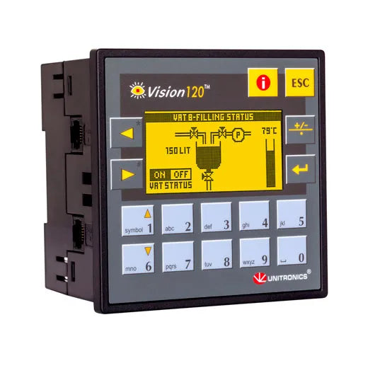 PLC+HMI 2.4” LCD STN 128x64px 22DI (PNP/NPN,2xHSC) 16DO (PNP) 24VCD