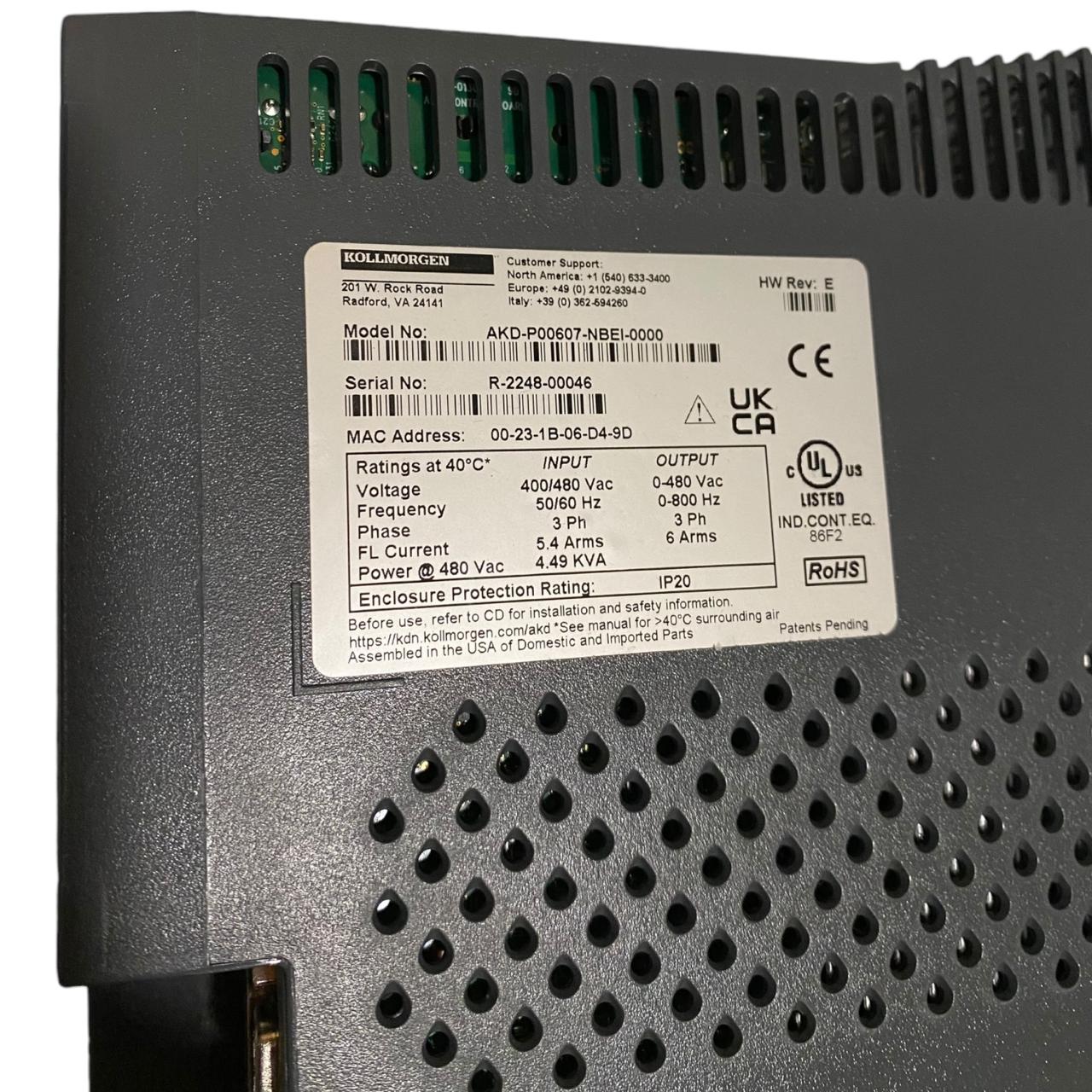 Kollmorgen Akd-p00607-nbei-0000 servodrive