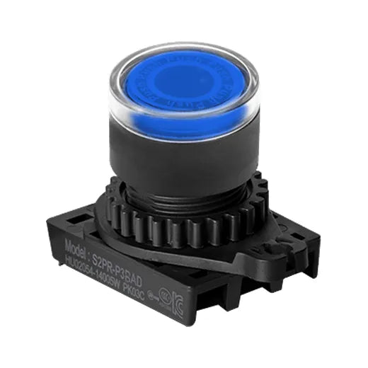S2PR-P3B Botón pulsador redondo iluminado saliente 22mm momentáneo azul