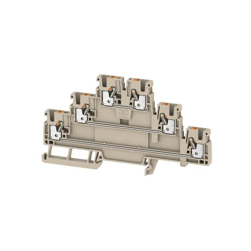 A3T 2.5 Clema 3-Pisos 2 conexiones 2.5mm² 28-12AWG 22A 800VCA Beige