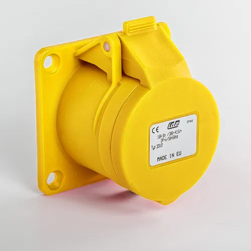 Base empotrar recta 16A 3P+T 120VCA 4h Amarillo IP44