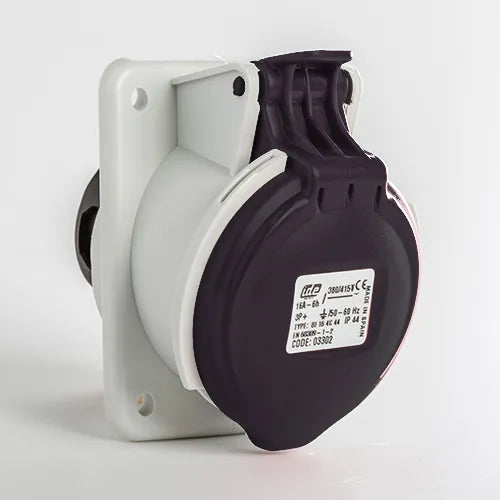 Base empotrar inclinada 16A 3P+T 500VCA 7h Negro IP44
