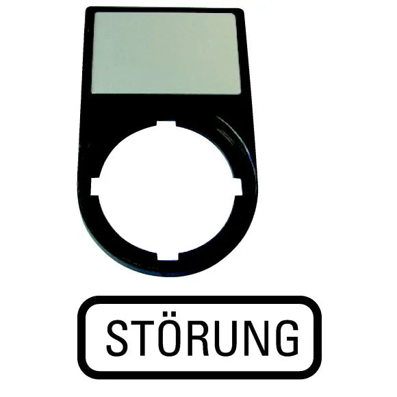 M22-ST-XD8 RMQ-Titan Portaetiqueta Negro con etiqueta STÖRUNG