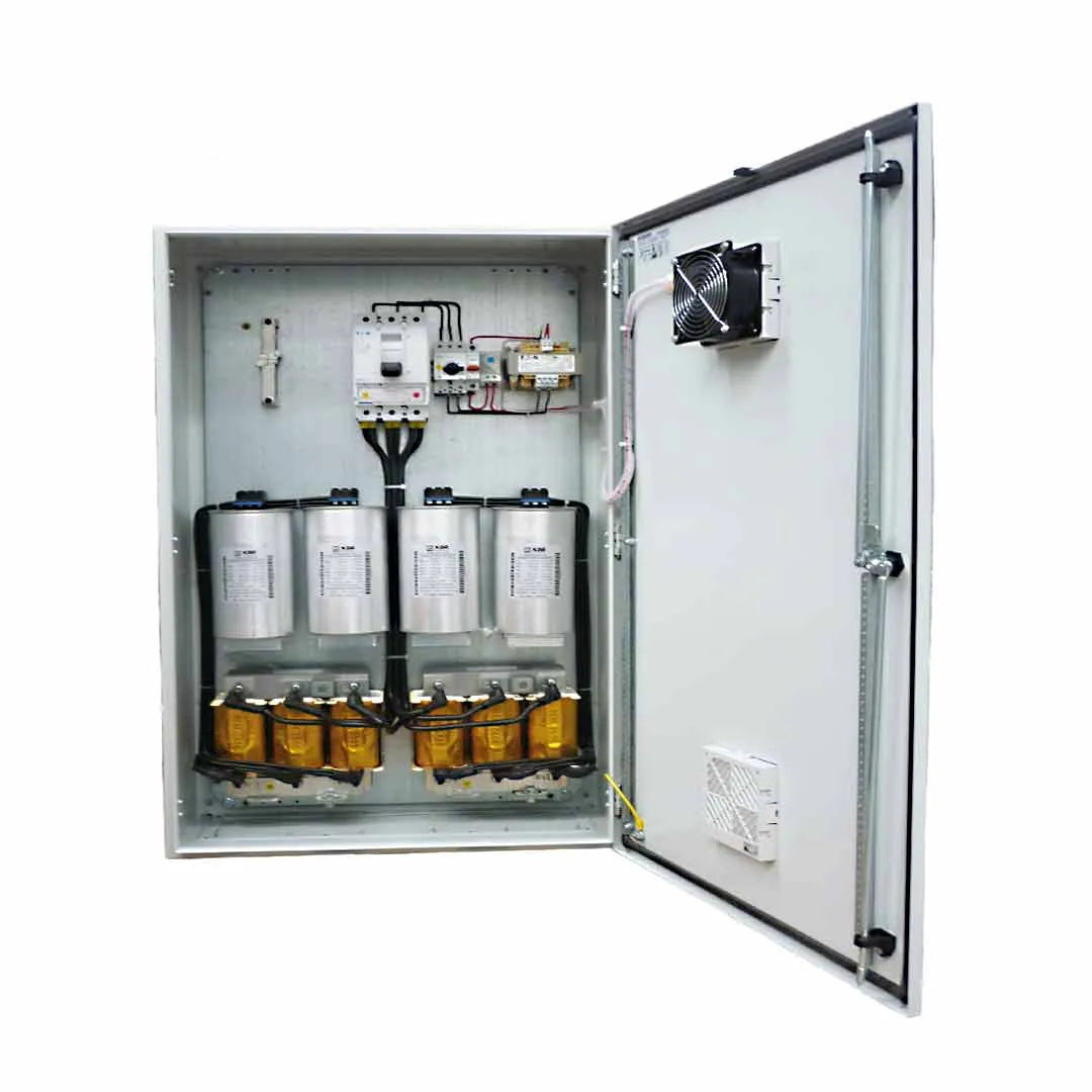 Banco fijo de 30kVAR Con ITM de 100A 3X568.6µF 230VCA Gabinete 605HX340WX200Dmm
