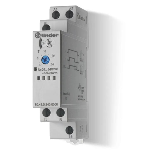 Temporizador Off-Delay (con alimentacion auxiliar) 24-240VAC/DC 1NA1NC 16A 250V