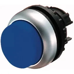 M22-DRLH-B Botón pulsador iluminado Saliente B/plata 22mm Mantenido Azul