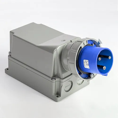 Clavija mural 125A 2P+T 230VCA 6h Azul IP66-IP67