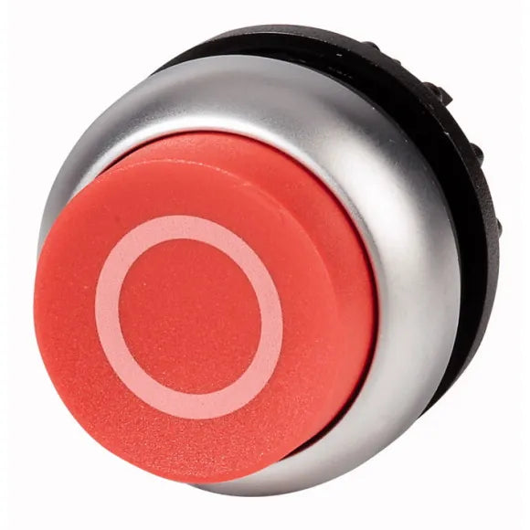 M22-DRH-R-X0 RMQ-Titan Botón pulsador Saliente B/plata 22mm Mantenido -0- Rojo