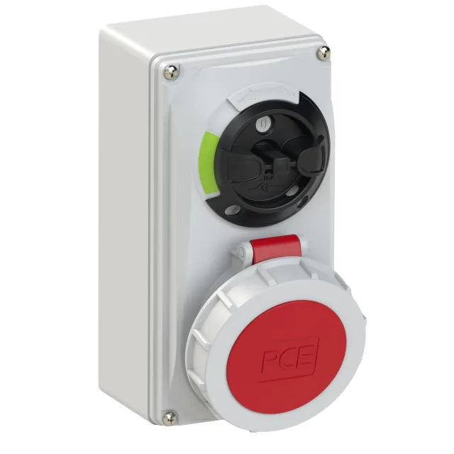 3833 Base mural/enc. 3P+N+T 6H 16A 400V IP67 Rojo