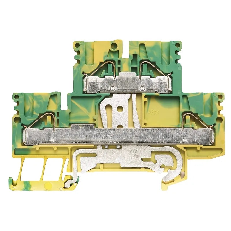 PDK 2.5/4 PE Clema 2-Pisos para tierra 2.5mm² 22-12AWG A 400VCA Verde-Amarillo