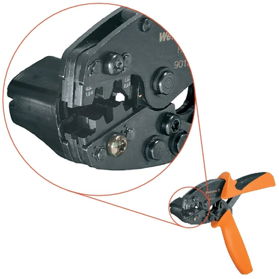HTF 48 Herramienta para prensar zapatas desnudas ancho 4.8mm 0.5-2.5mm² 20-14AWG