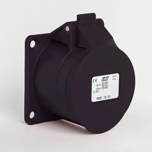 Base empotrar recta 16A 3P+N+T 500VCA 7h Negro IP44