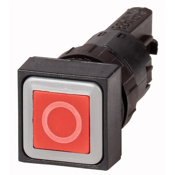 Q25D-10 RMQ16 Botón cuadrado 25X25mm Plano B/negro 16mm Momentáneo -0- Rojo