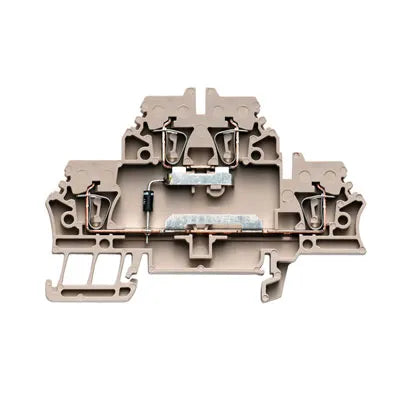 ZDK 2.5/D/2 Clema 2 pisos 2 conex + Diodo 2.5mm² 26-12AWG 10A 500VCA Beige