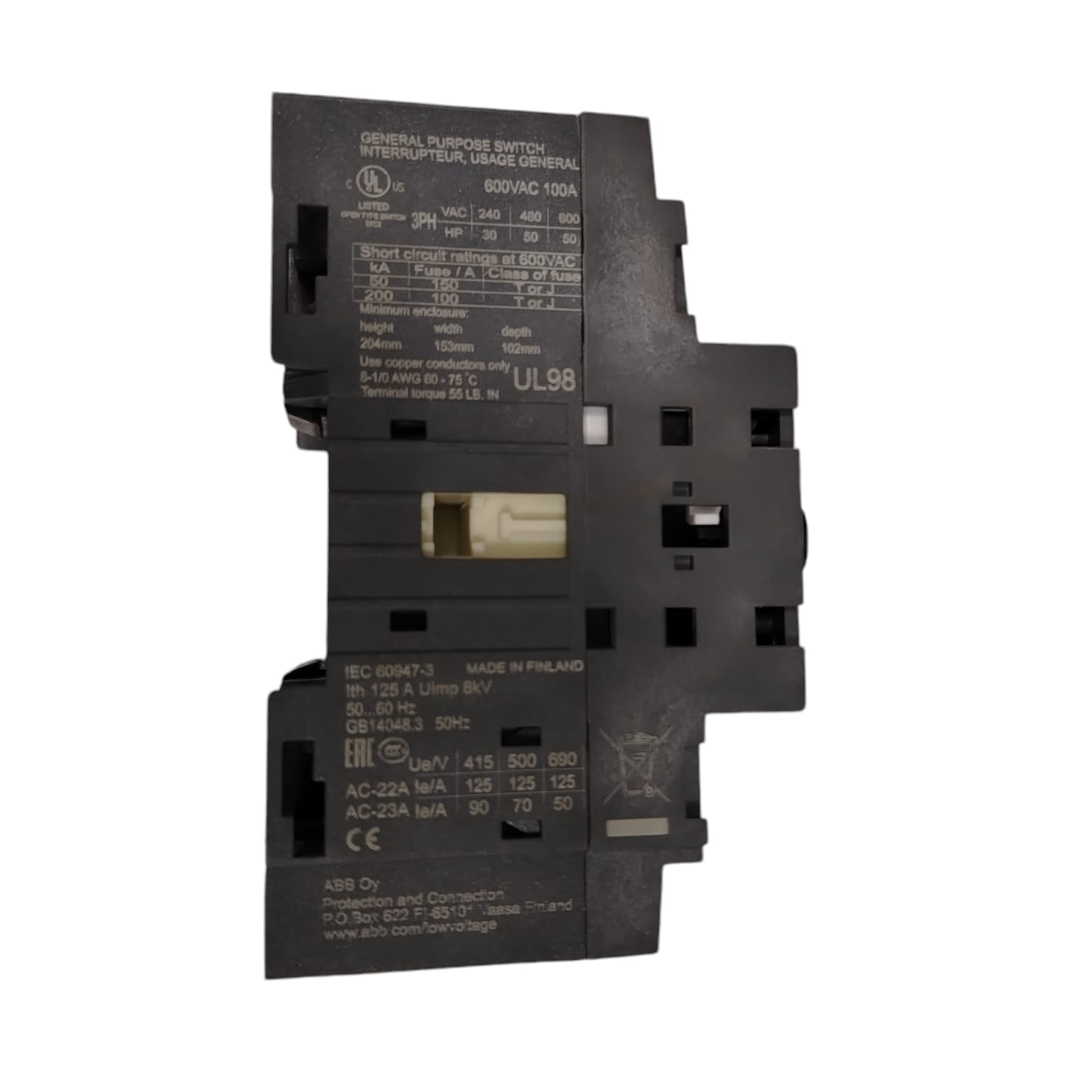 ABB	1S200B11907600537/OT125F3 Interruptor Termomagnético