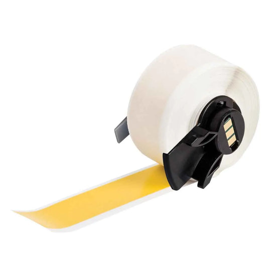 Etiqueta continua de vinilo 1.9W in x 50L ft Negro en Amarillo