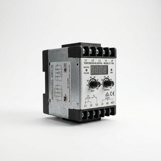 BIND Timer LCD 48x48mm 8 pin con multirango multifunci?n y multivoltaje 24/240vca 24/240 vcd dual