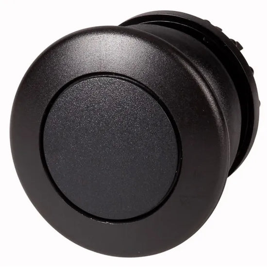 M22S-DP-S Botón Hongo Bisel negro 22mm Momentáneo Placa/Negro Cabezal/Negro