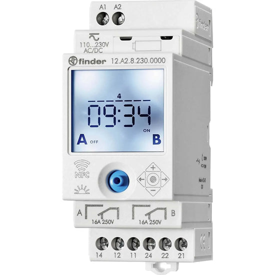 Interruptor horario astronómico semanal 110-230VCA 2CO 2NANC 16A 250VCA