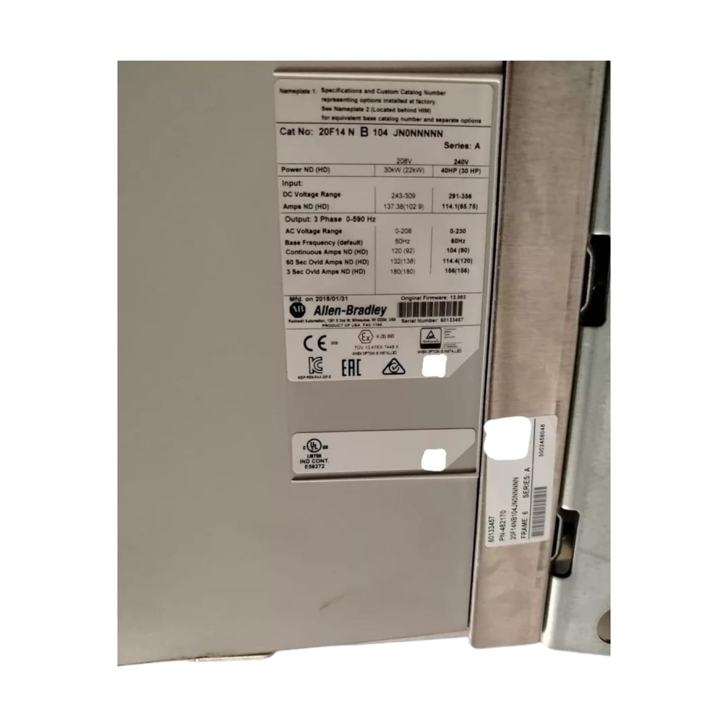 Allen Bradley 20F14 N B 104 JN0NNNNN Variador de frecuencia