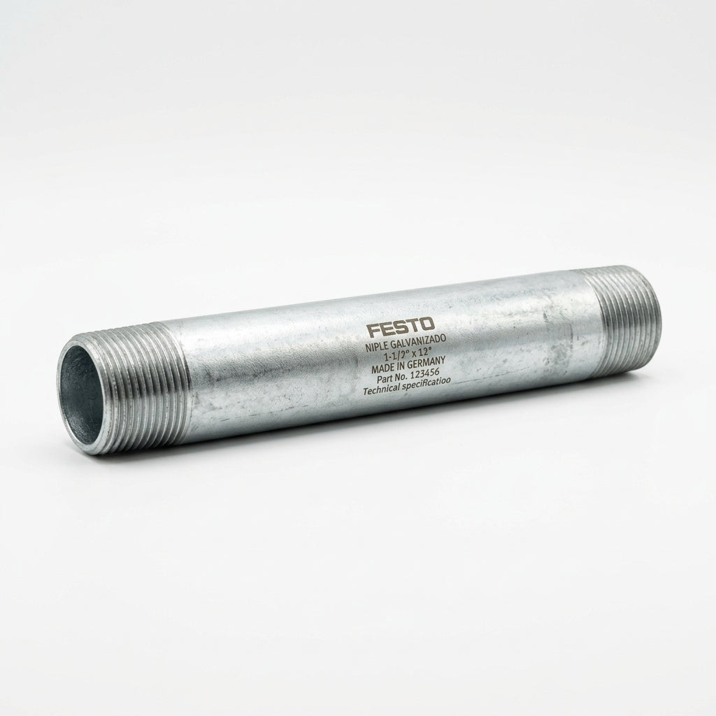 FESTO NIPLE GALVANIZADO DE 1-1/2" X 12"