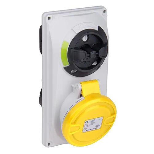 Base emportrar enclavamiento 32A 2P+T 120VCA 4h Amarillo IP44-P54