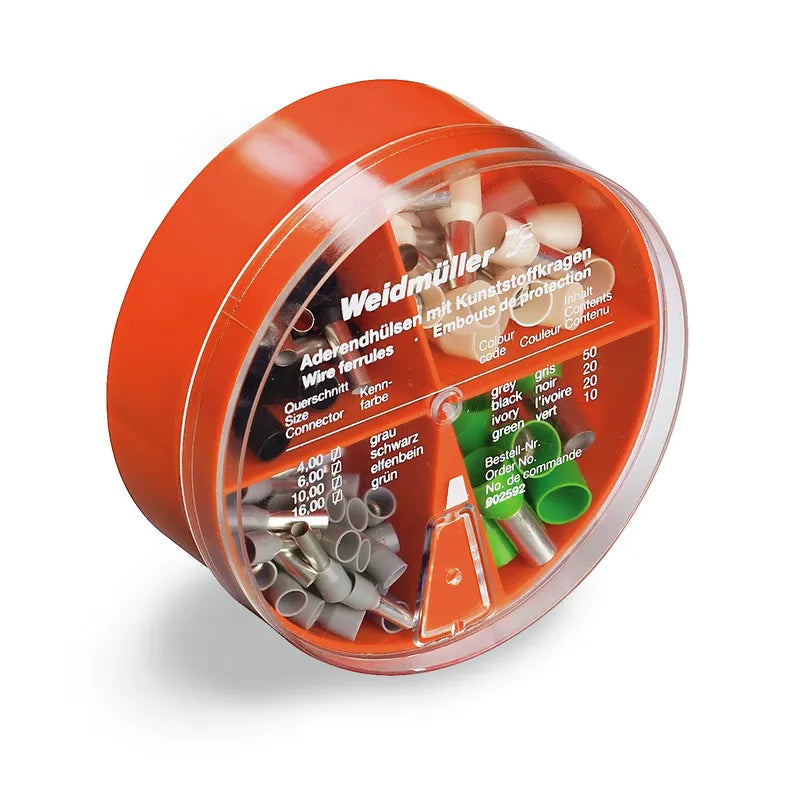 H-BOX 4,0-16,0QMM Caja circular 92Dx40Dmm con surtido de ferrules aislados 4-16
