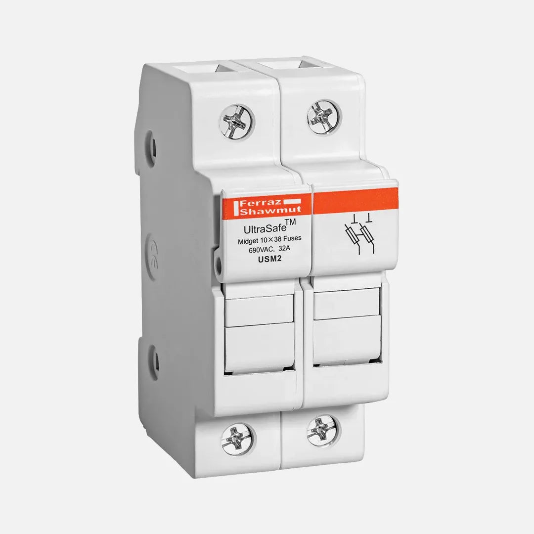 Portafusible 2 polos 10x38mm 30A 1000VDC 10kA Montaje riel DIN