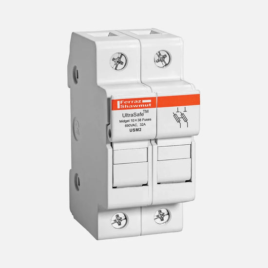 Portafusible 2 polos 10x38mm 30A 1000VDC 10kA Montaje riel DIN