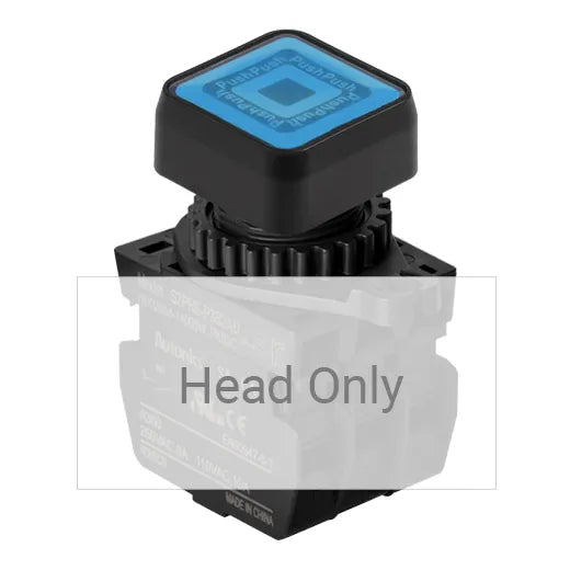 S2PRS-P3B Botón pulsador cuadrado iluminado saliente 22mm momentáneo azul