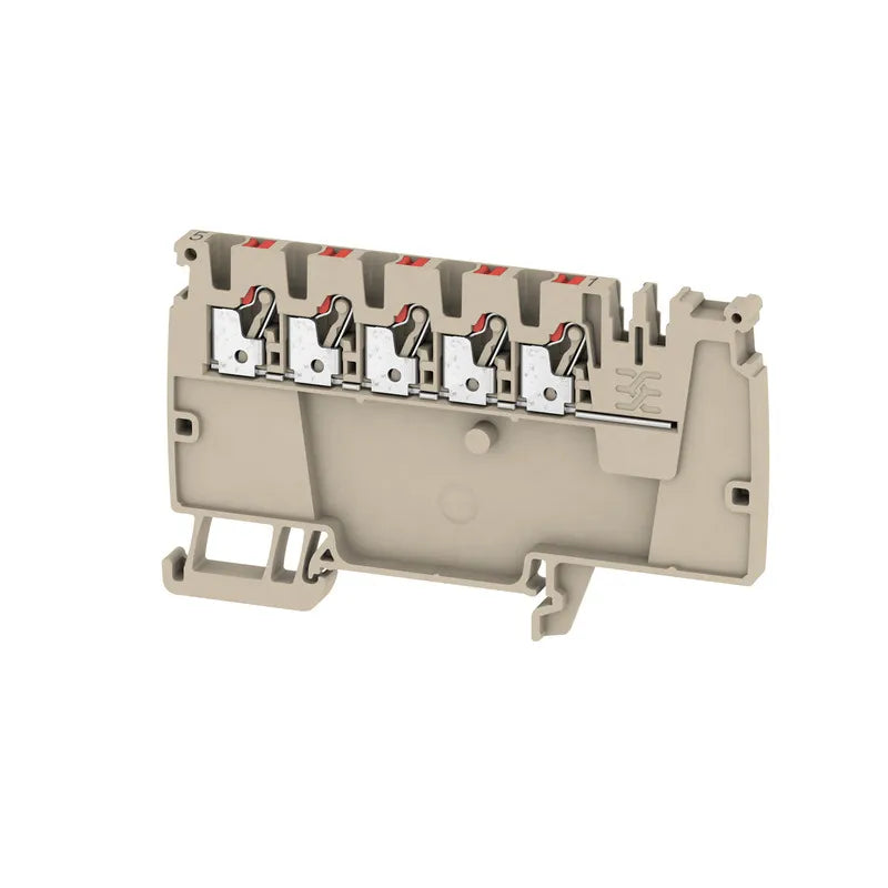 AAP12 2.5 LI RD Clema de distribución 1X5 2.5mm² 28-12AWG 24A 800VCA Beige