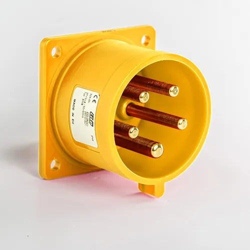 Clavija empotrar recta 32A 3P+N+T 120VCA 4h Amarillo IP44