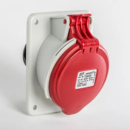 Base empotrar inclinada 16A 3P+N+T 220/400VCA 6h Rojo IP44
