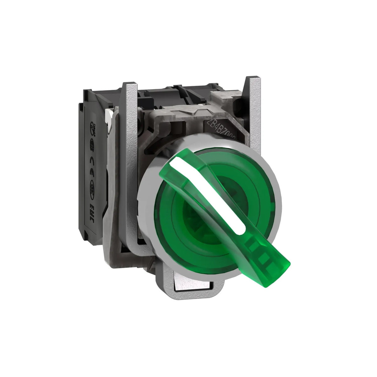 Selector luminoso verde 22mm 2 posiciones fijas 24V 1NO+1NC IP66