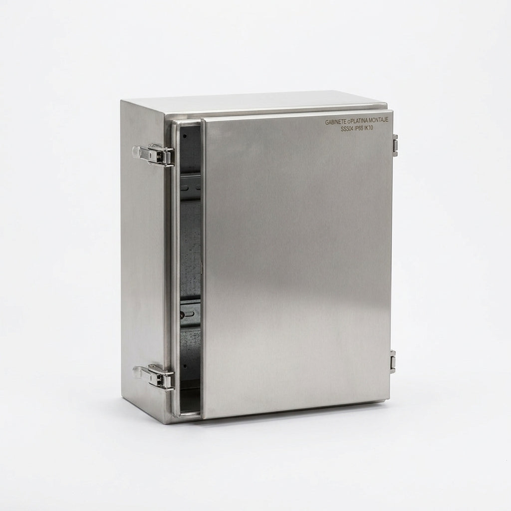 Gabinete c/platina de montaje 400mmHX300mmWX200mmD Acero inox. SS304 IP66, IK10