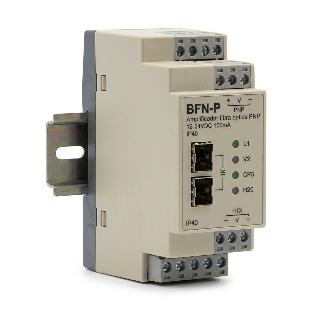 BFN-P Amplificador fibra optica PNP 12-24VDC 100mA montaje riel DIN IP40