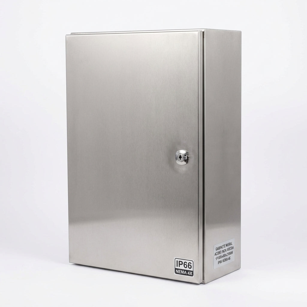 Gabinete mural de acero inoxidable AISI304 1P 600Hx400Wx210Dmm IP66 NEMA 4X