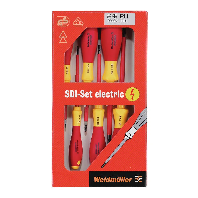SDIS 2.5-5.5/PH1/2 Set 6 destornilladores planos y Phillips con aislamiento VDE
