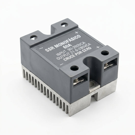 SSR monofásico 60A Input 90-280VCA Output 21.6-280VCA Cruce por cero