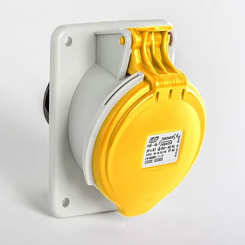 Base empotrar inclinada 16A 3P+N+T 120VCA 4h Amarillo IP44