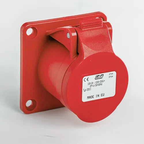 Base empotrar recta 16A 2P+T 400VCA 9h Rojo IP44