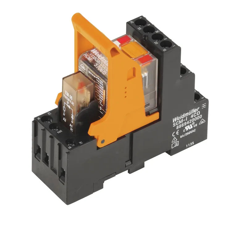 RCMKIT-I 230VAC 4CO LD Interfaz relé RCM+Base+LED 230VAC 4CO 4NA4NC 12A 240VCA