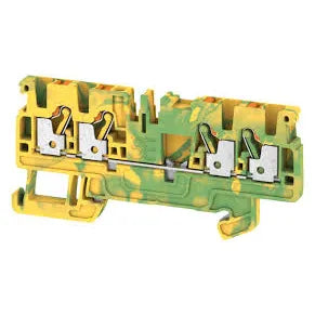 A4C 2.5 PE Clema para tierra 4 conexiones 2.5mm² 28-12AWG 800VCA Verde/Amarillo